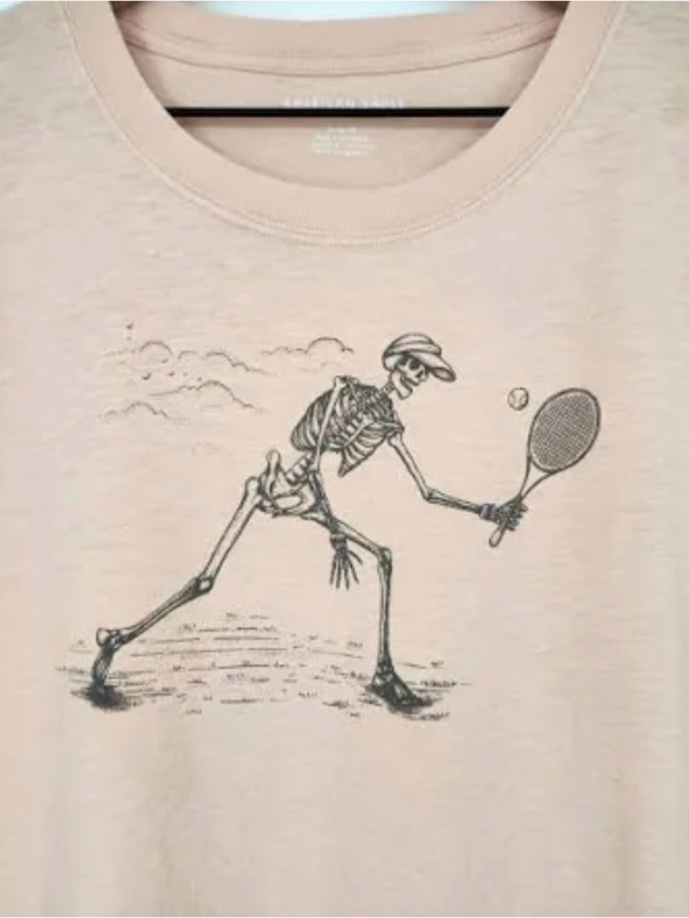American Eagle Women’s Graphic Tennis Skeleton T-Shirt - Light Peach